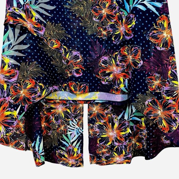 NY Collection Boho Floral Sheer Layer Top L Tropicore Quiet Luxury Vacation Chic - Picture 3 of 8